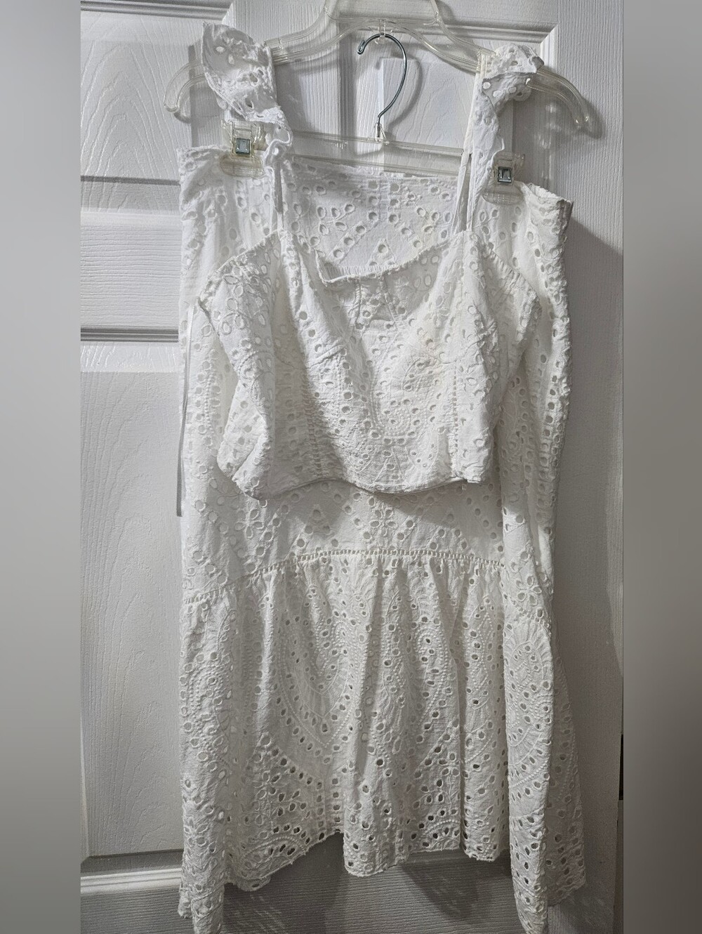 White Eyelet Summer 2 Puece Skirt Set  - Worn Just Once Very Good Condition